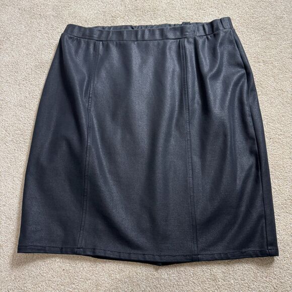 Lane Bryant Women's Black Skirt Knee Length Career Pull On Slit in Back Size 18 - Picture 2 of 12